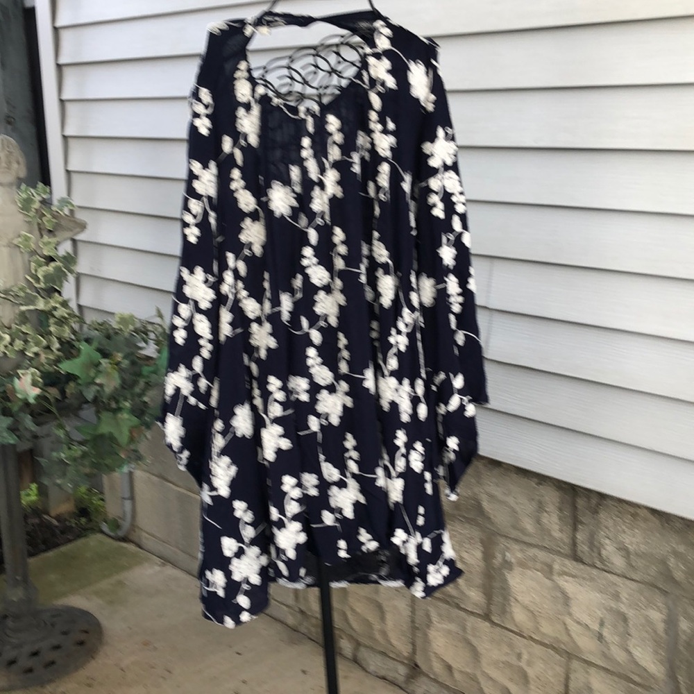 Blue flowing dress